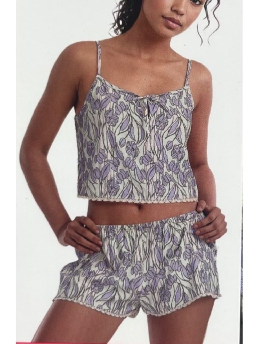 Mills By Millie Bobby Brown Two Piece Pajama Set XL Purple New Tank Shorts